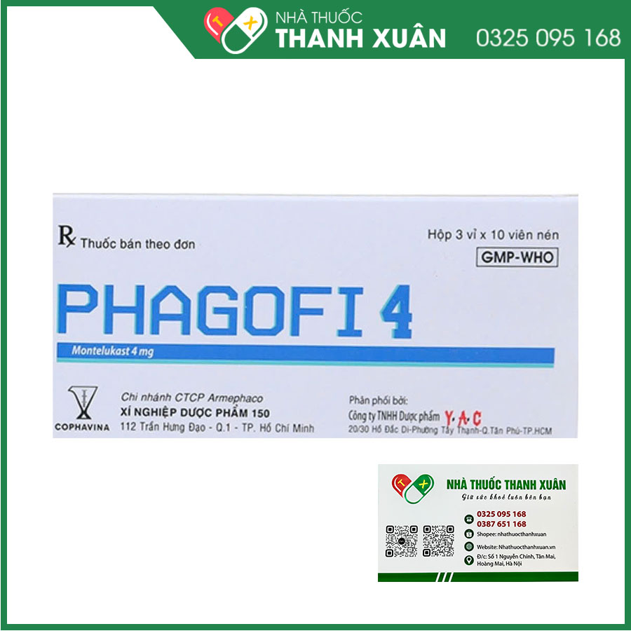 Thuốc Phagofi 4 giúp hỗ trợ và dự phòng hen phế quản cấp và mãn tính, hỗ trợ điều trị viêm mũi dị ứng